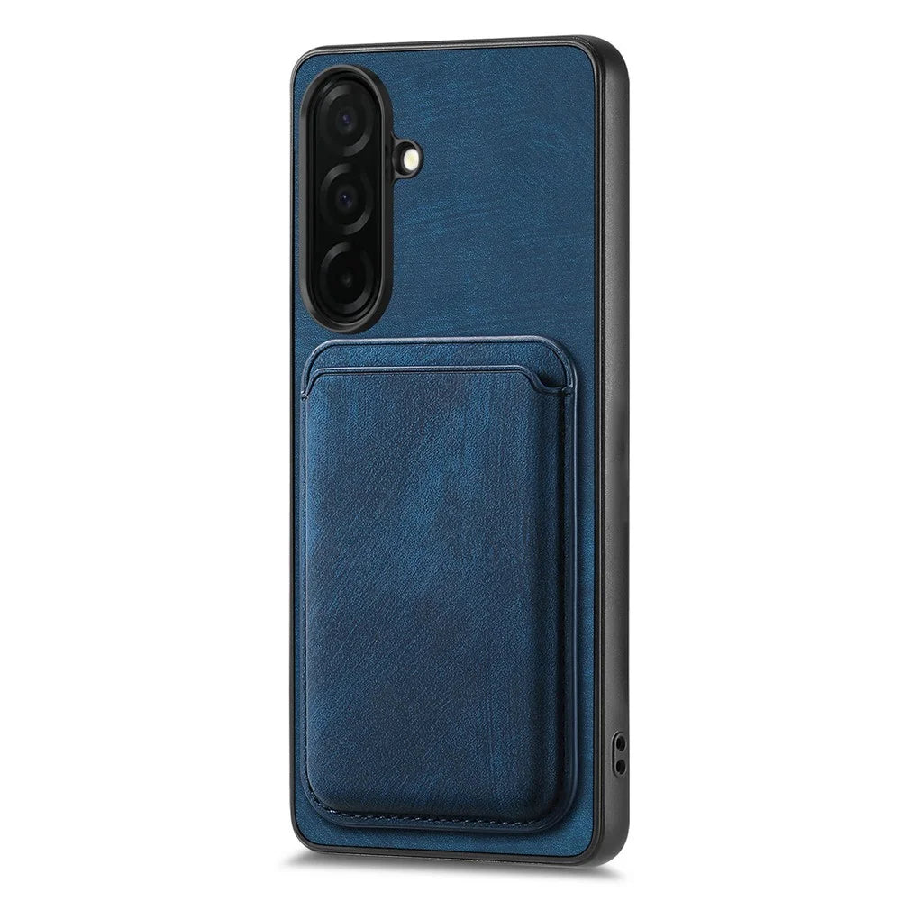 For Samsung Galaxy S26+ Magnetic Case Retro Leather + TPU Phone Cover with Detachable Card Slot - Blue - 2
