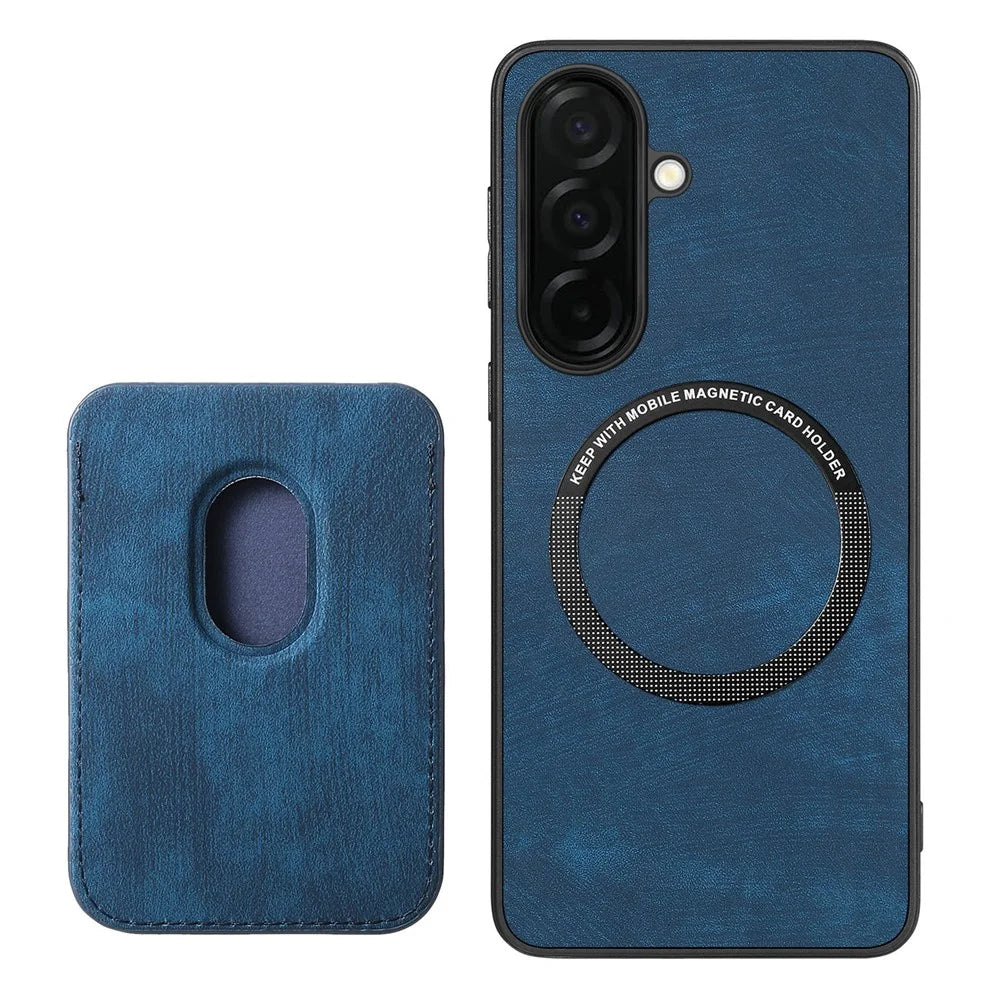 For Samsung Galaxy S26+ Magnetic Case Retro Leather + TPU Phone Cover with Detachable Card Slot - Blue - 3