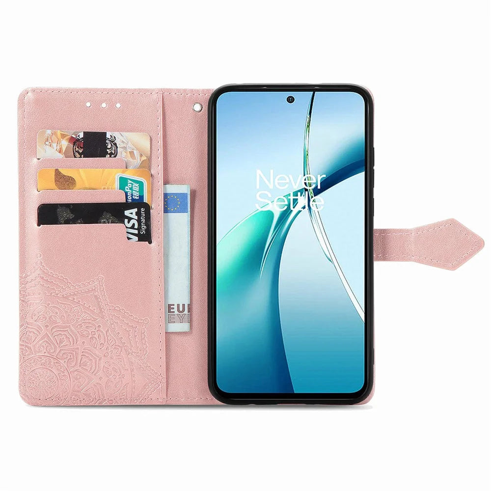 For Samsung Galaxy S26 Wallet Case Mandala Flower Leather Phone Cover Stand - Rose Gold - 2