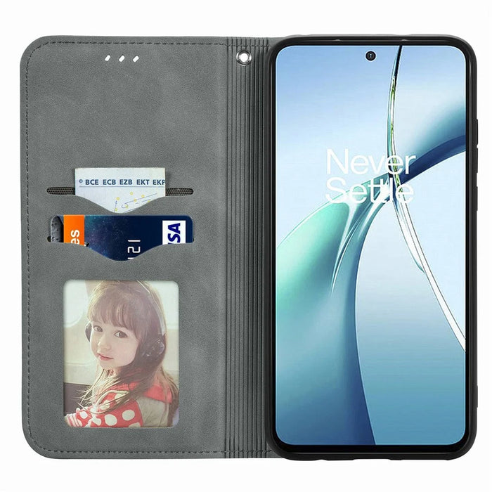 For Samsung Galaxy S26+ Leather Case with Card Holder Magnetic Absorption Phone Cover - Grey - 2