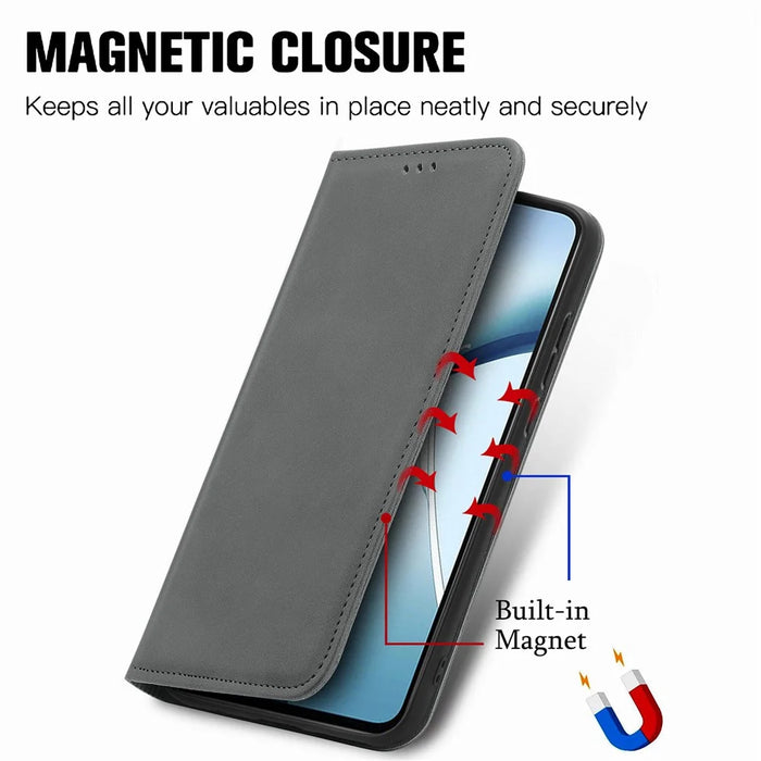 For Samsung Galaxy S26+ Leather Case with Card Holder Magnetic Absorption Phone Cover - Grey - 4