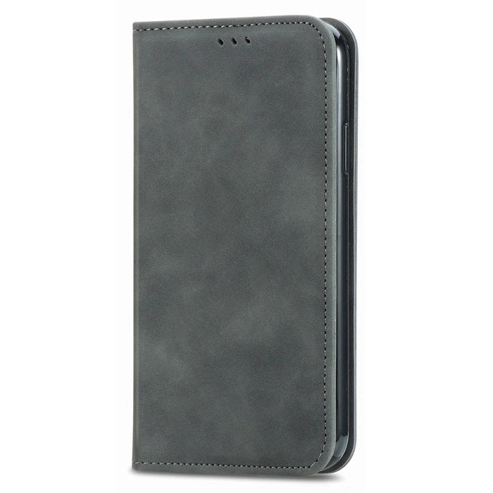 For Samsung Galaxy S26+ Leather Case with Card Holder Magnetic Absorption Phone Cover - Grey - 5