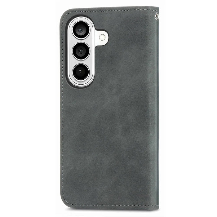 For Samsung Galaxy S26+ Leather Case with Card Holder Magnetic Absorption Phone Cover - Grey - 6