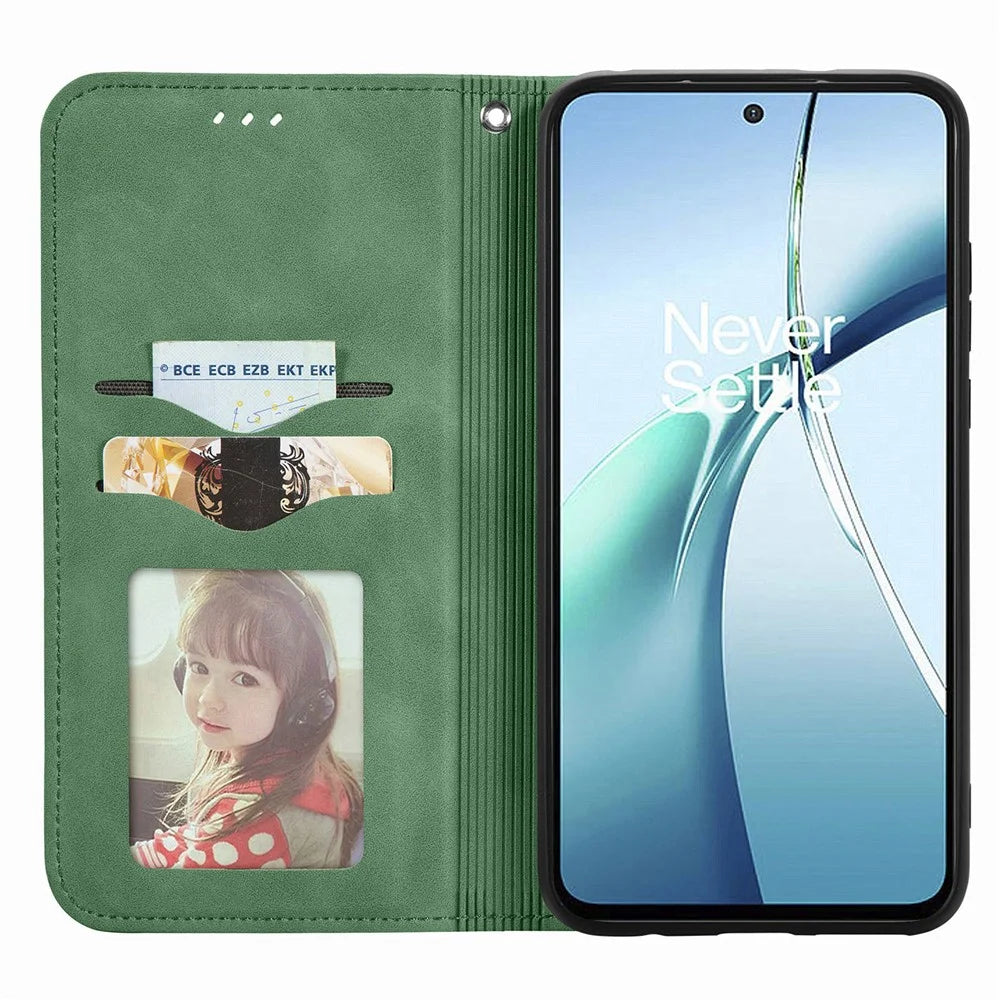 For Samsung Galaxy S26 Leather Case with Card Holder Magnetic Absorption Phone Cover - Green - 2