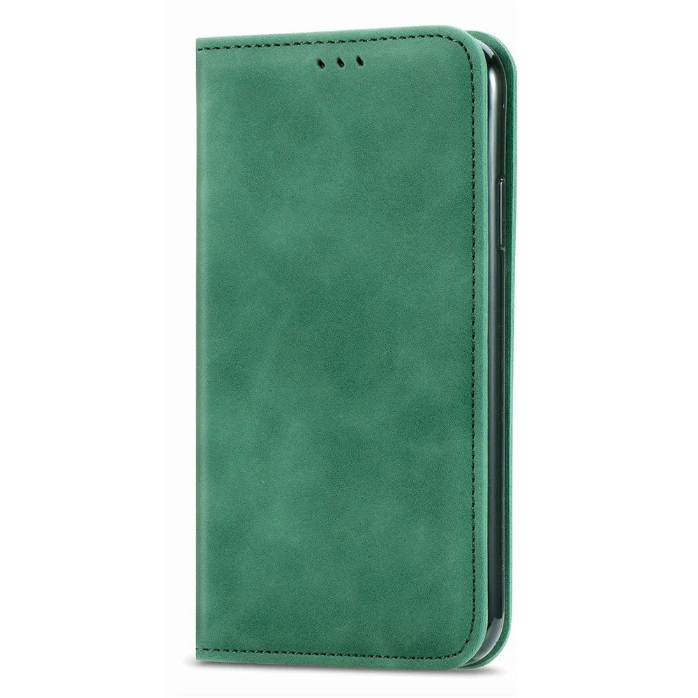 For Samsung Galaxy S26 Leather Case with Card Holder Magnetic Absorption Phone Cover - Green - 5