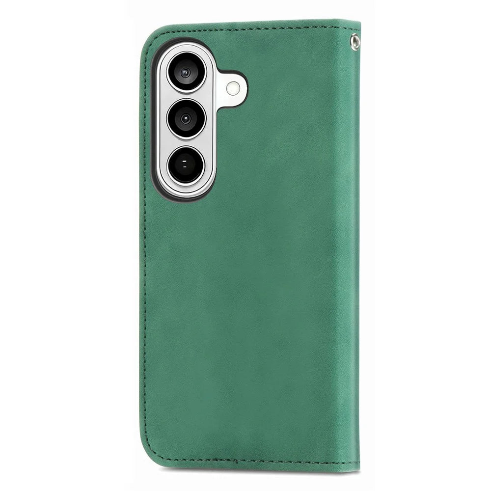 For Samsung Galaxy S26 Leather Case with Card Holder Magnetic Absorption Phone Cover - Green - 6