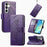 For Samsung Galaxy S26+ Case with Strap Butterfly Pattern PU Leather Wallet Phone Cover - Dark Purple - 7