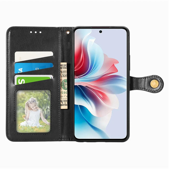 For Samsung Galaxy S26 Case Wallet Stand Leather Phone Cover with Wrist Strap - Black - 2
