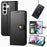For Samsung Galaxy S26 Case Wallet Stand Leather Phone Cover with Wrist Strap - Black - 4