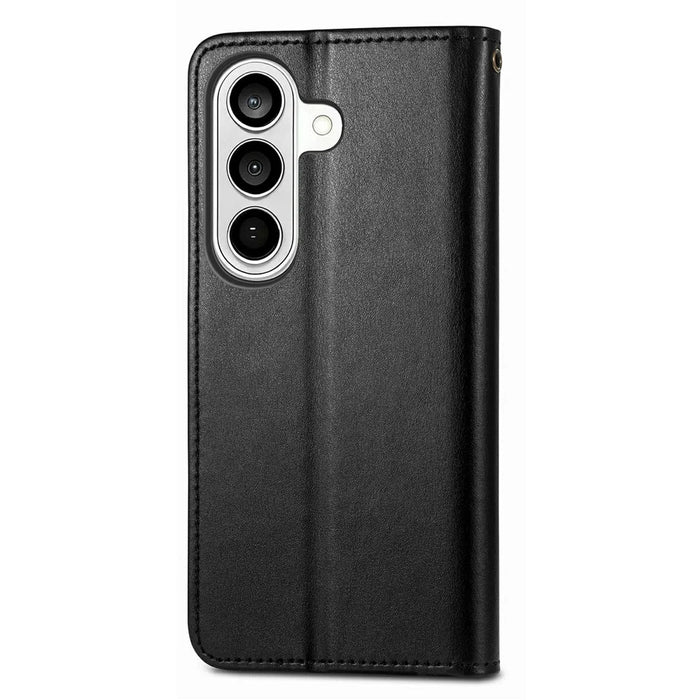 For Samsung Galaxy S26 Case Wallet Stand Leather Phone Cover with Wrist Strap - Black - 6
