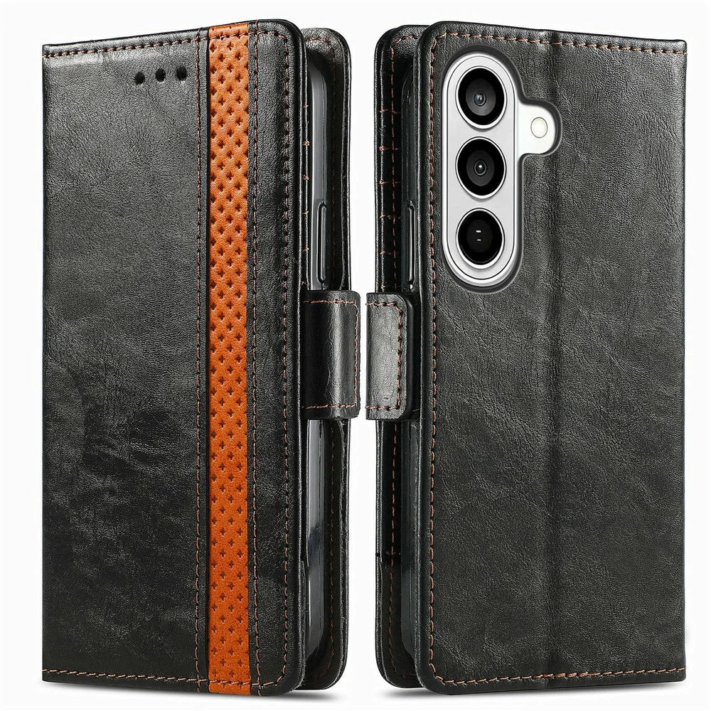 CASENEO For Samsung Galaxy S26+ Phone Cases PU Leather Cover Stand with RFID Blocking Wallet - Black - 1