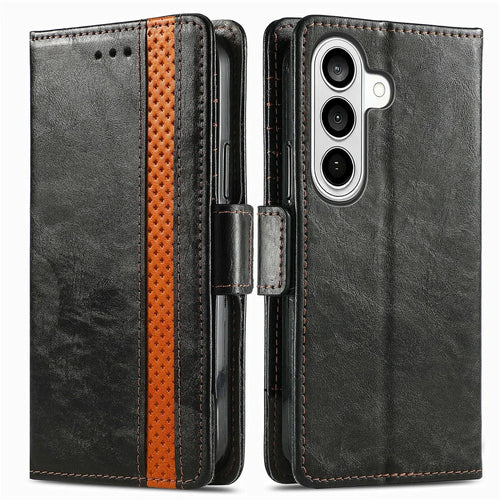 CASENEO For Samsung Galaxy S26 Phone Cases PU Leather Cover Stand with RFID Blocking Wallet - Black - 1