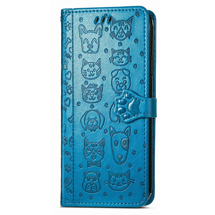 For Samsung Galaxy S26 Case Flip Wallet Leather Phone Cover with Cute Cat Dog Pattern - Blue - 5