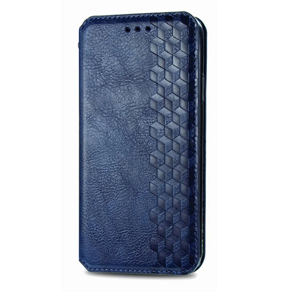 For Samsung Galaxy S26 Case Rhombus Imprint PU Leather Wallet Phone Cover - Blue - 5
