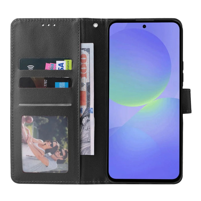 For Samsung Galaxy A57 5G Case Wallet Stand PU Leather Phone Cover with Wrist Strap - Black - 3