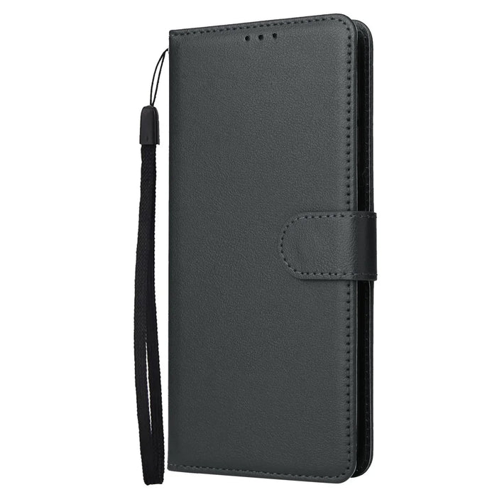 For Samsung Galaxy A57 5G Case Wallet Stand PU Leather Phone Cover with Wrist Strap - Black - 5