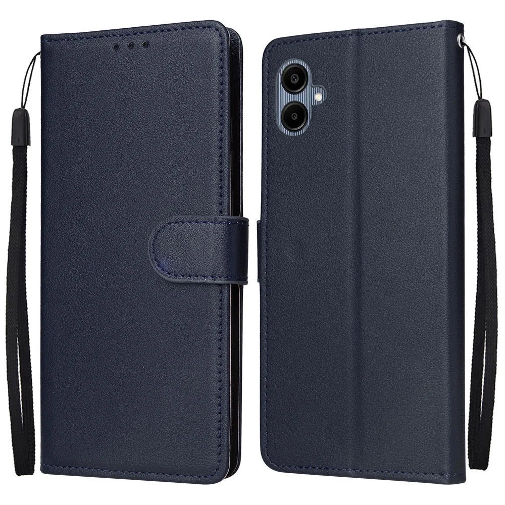 Wallet Stand Case For Samsung Galaxy A08 5G / A08 4G / A07 5G / A07 4G / A06 5G / A06 4G PU Leather Phone Cover with Wrist Strap - Blue - 1