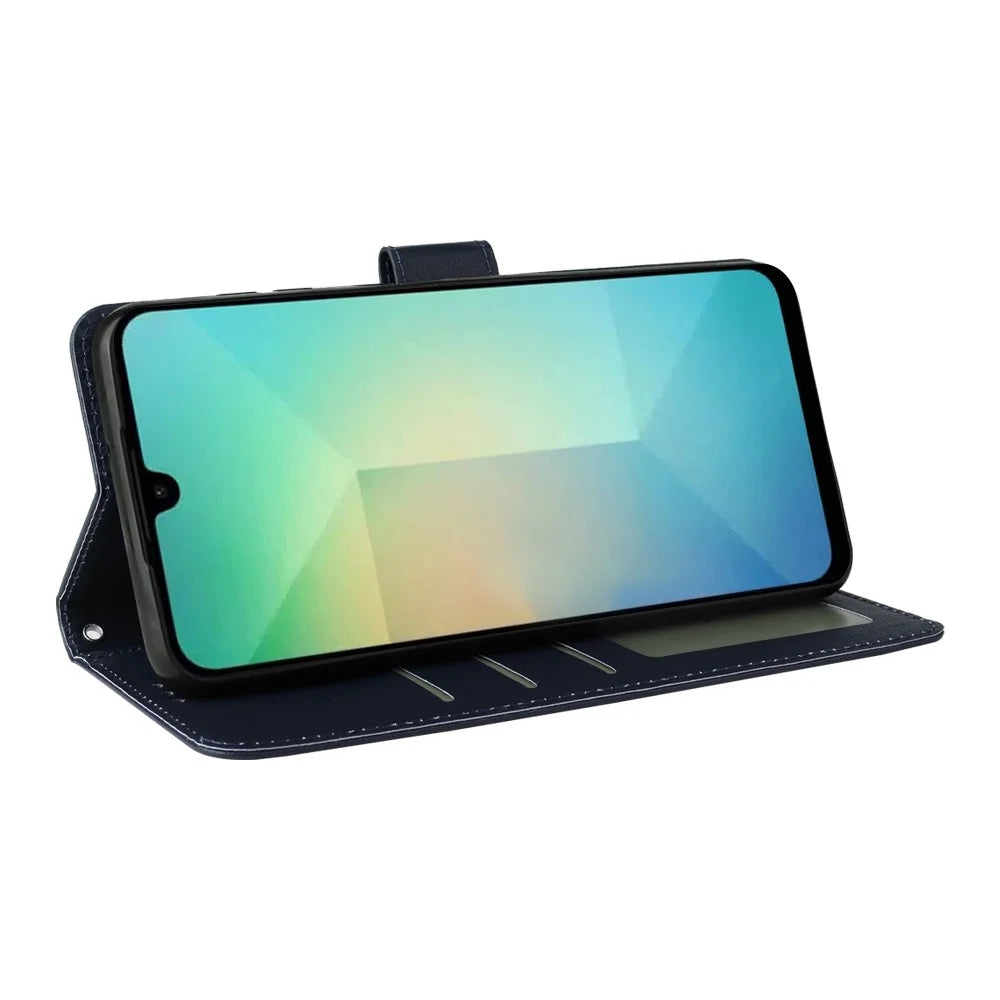 Wallet Stand Case For Samsung Galaxy A18 5G / A17 5G / A17 4G / A26 5G / A16 5G / A16 4G PU Leather Phone Cover with Wrist Strap - Black - 2