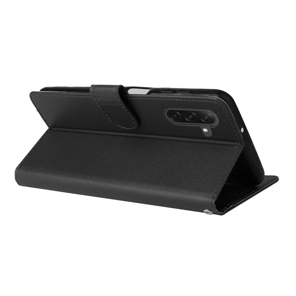 Wallet Stand Case For Samsung Galaxy A18 5G / A17 5G / A17 4G / A26 5G / A16 5G / A16 4G PU Leather Phone Cover with Wrist Strap - Black - 4