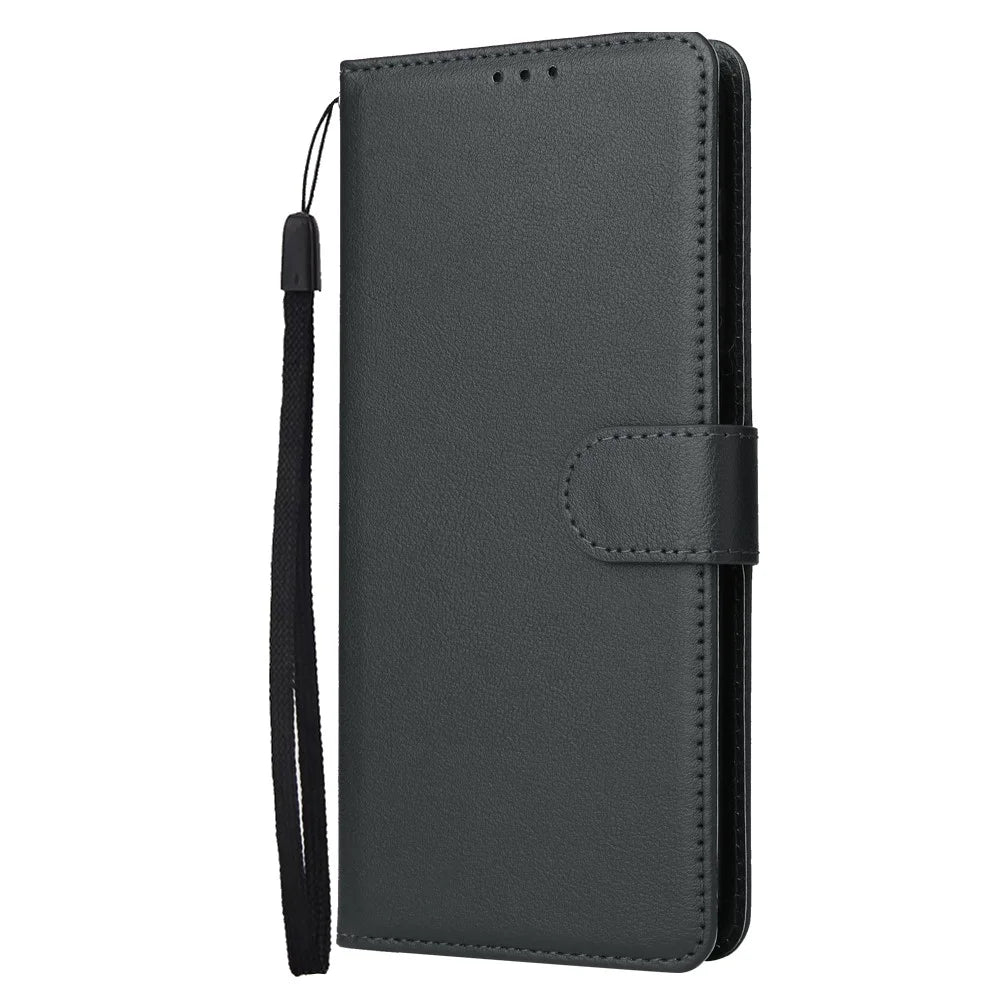 Wallet Stand Case For Samsung Galaxy A18 5G / A17 5G / A17 4G / A26 5G / A16 5G / A16 4G PU Leather Phone Cover with Wrist Strap - Black - 5