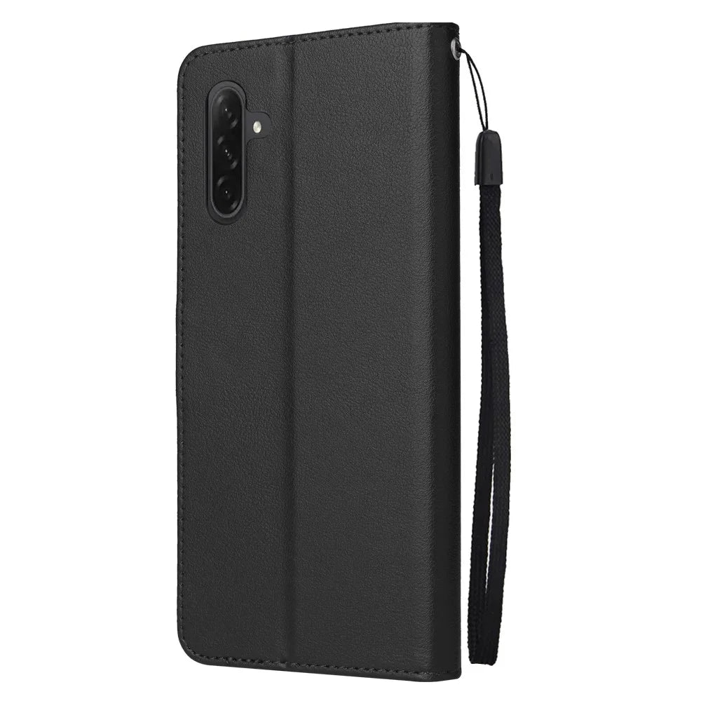 Wallet Stand Case For Samsung Galaxy A18 5G / A17 5G / A17 4G / A26 5G / A16 5G / A16 4G PU Leather Phone Cover with Wrist Strap - Black - 6