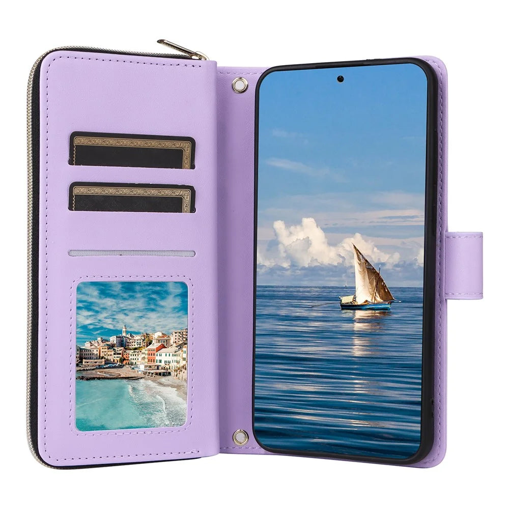 For Samsung Galaxy S26+ Case Zipper Wallet Rhombus PU Leather Crossbody Phone Cover - Purple - 2
