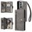 For Samsung Galaxy S26 Ultra Case Zipper Wallet Rivet Decor Leather Phone Cover with Wrist Strap - Grey - 1