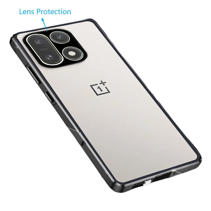For OnePlus 15 5G Case Double-Sided Tempered Glass Metal Frame Phone Cover with Lens Protector - Black - 3