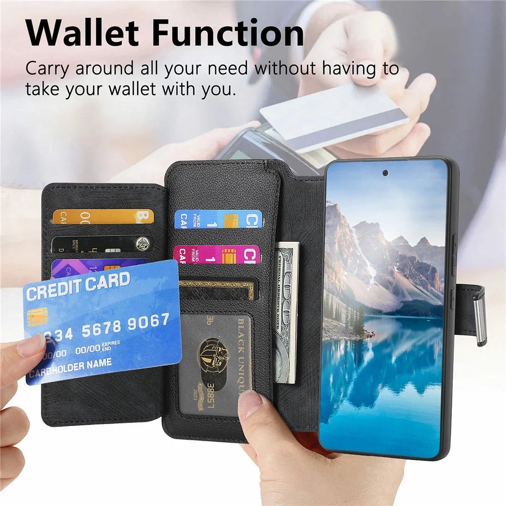 CASENEO MW-02 Phone Case For Google Pixel 10  /  10 Pro Detachable Magnetic Leather Flip Cover - Black - 6