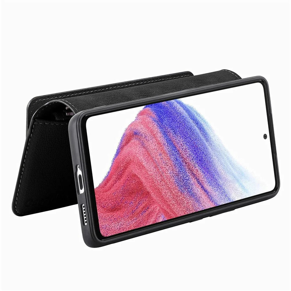 CASENEO MW-02 Phone Case For Google Pixel 9 Pro  /  Pixel 9 Detachable Magnetic Leather Flip Cover - Black - 3