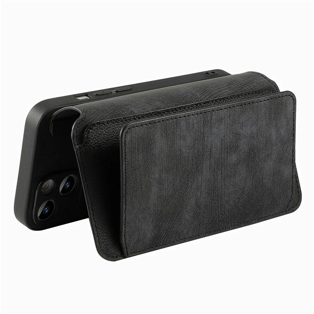 CASENEO MW-02 Phone Case For Google Pixel 9 Pro  /  Pixel 9 Detachable Magnetic Leather Flip Cover - Black - 4