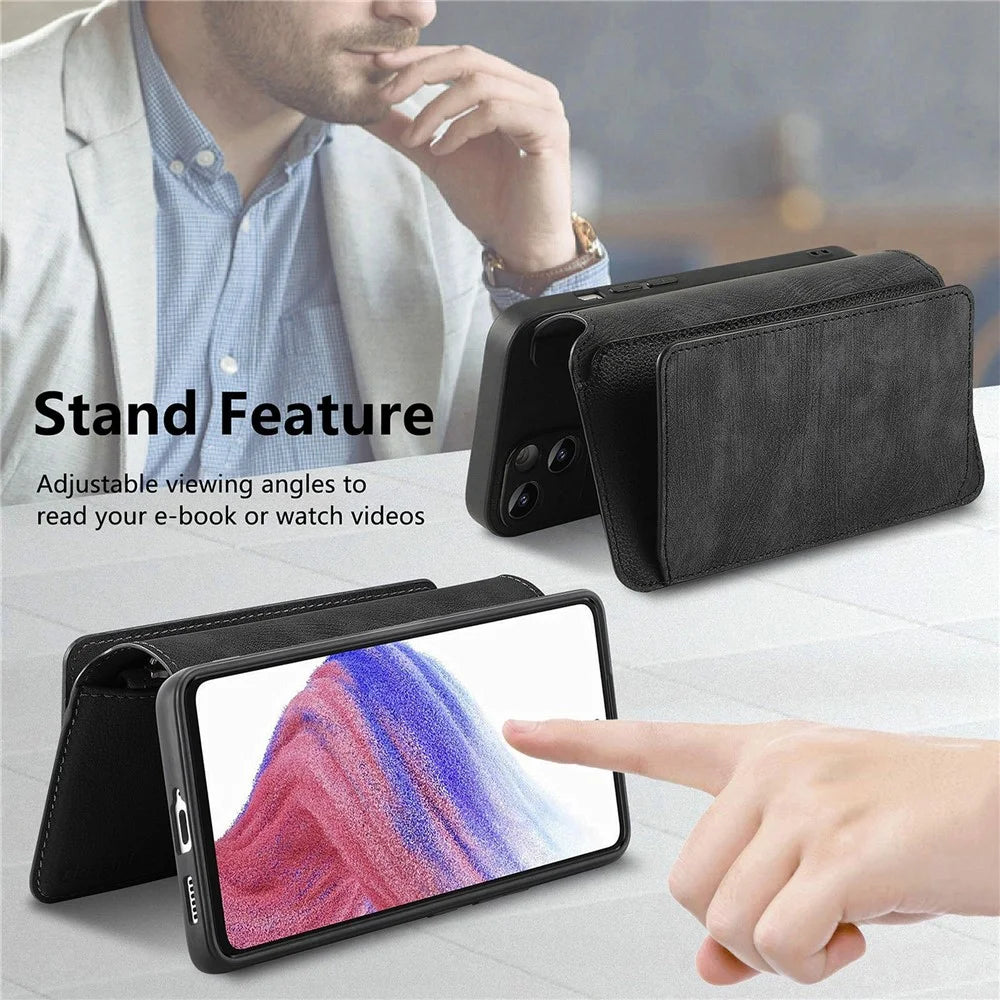 CASENEO MW-02 Phone Case For Google Pixel 9 Pro  /  Pixel 9 Detachable Magnetic Leather Flip Cover - Black - 7