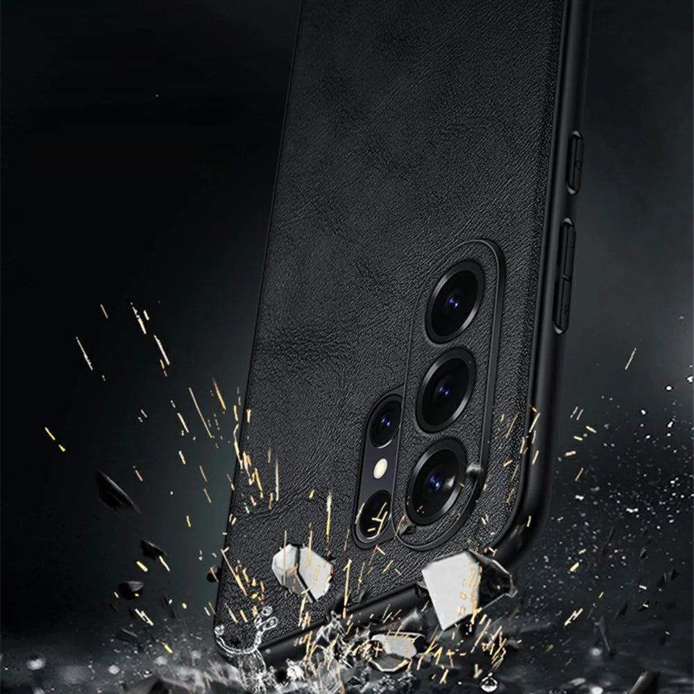 SULADA For Samsung Galaxy S26 Ultra Case PU Leather + TPU + PC Back Phone Cover - Black - 6