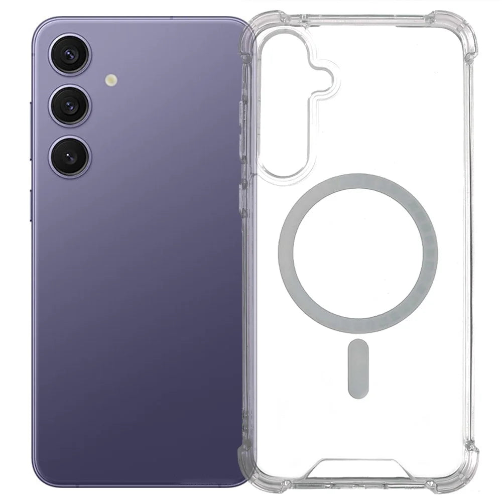 For Samsung Galaxy S26+ Magnetic Case 1.5mm Shockproof TPU + Acrylic Phone Back Cover - Transparent - 1