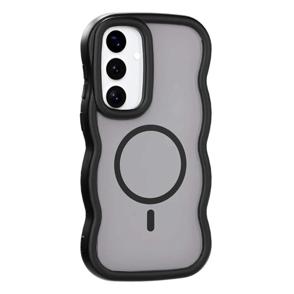 For Samsung Galaxy S26 Magnetic Case TPU + PC Phone Back Cover Skin Touch Wave Shape - Black - 1