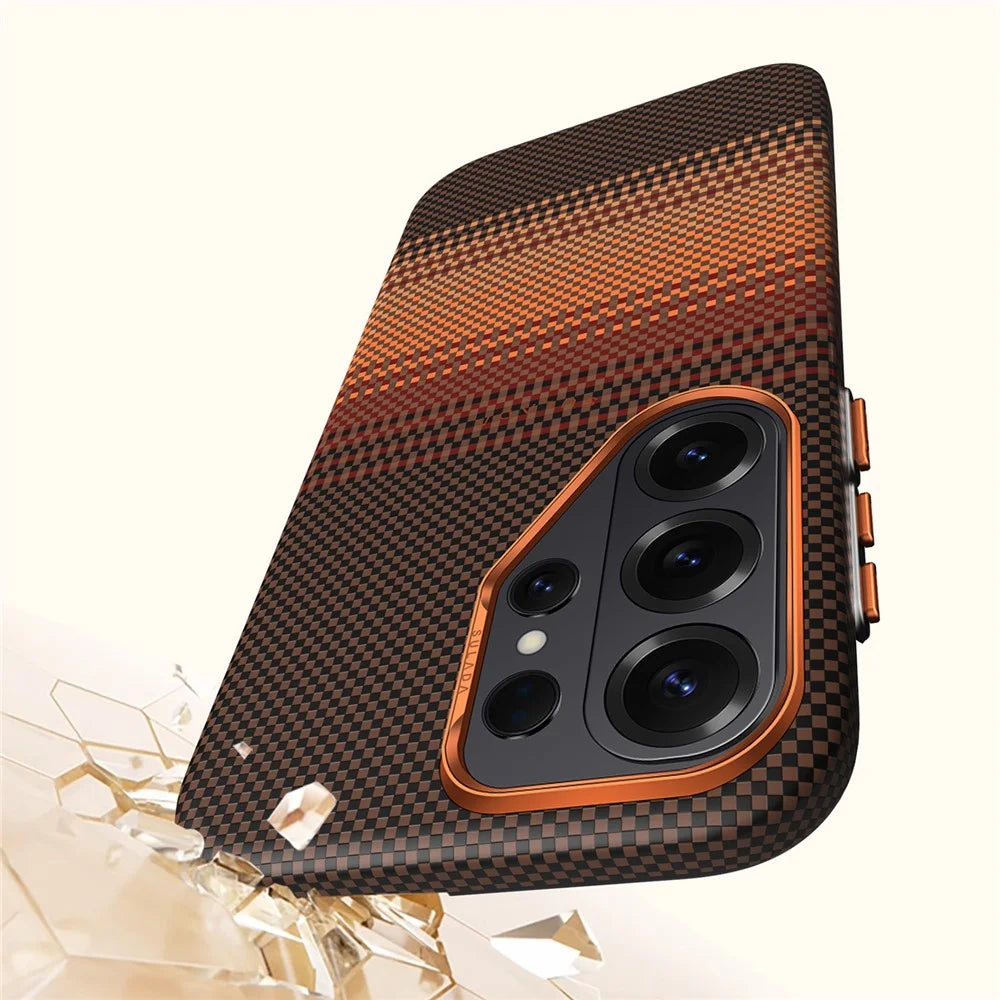 SULADA For Samsung Galaxy S26 Ultra Magnetic Case Shockproof Hard PC Phone Back Cover - Orange - 4