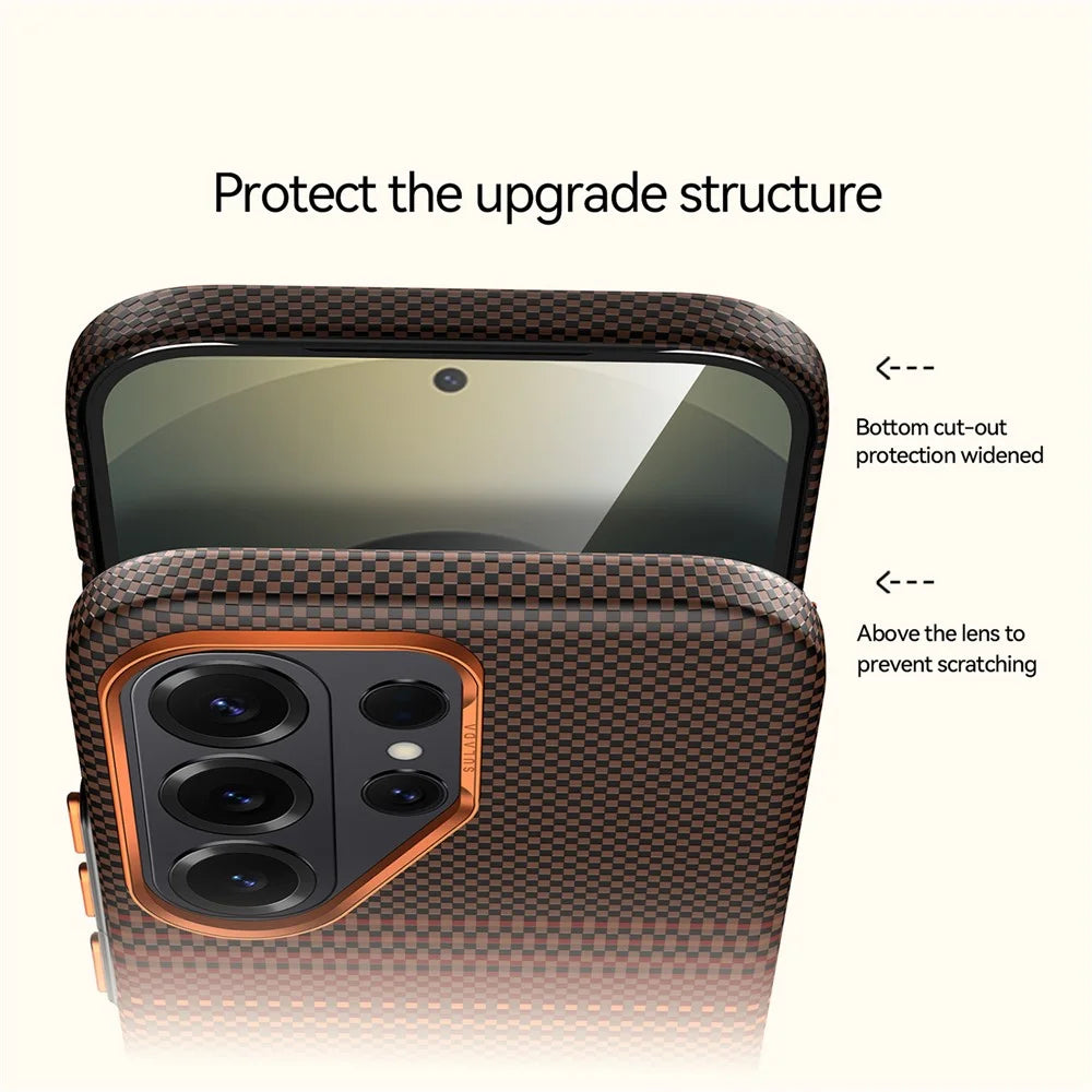 SULADA For Samsung Galaxy S26 Ultra Magnetic Case Shockproof Hard PC Phone Back Cover - Orange - 5