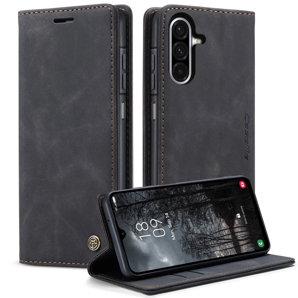 CASEME For Samsung Galaxy A57 5G Wallet Case  013 Series PU Leather Phone Cover Stand - Black - 1