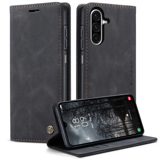 CASEME For Samsung Galaxy A57 5G Wallet Case  013 Series PU Leather Phone Cover Stand - Black - 1
