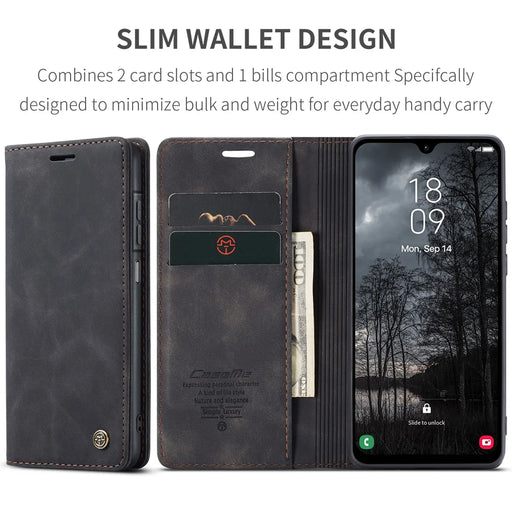 CASEME For Samsung Galaxy A57 5G Wallet Case  013 Series PU Leather Phone Cover Stand - Black - 2