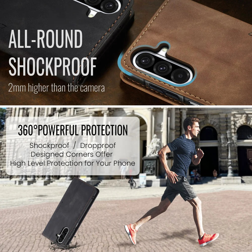CASEME For Samsung Galaxy A57 5G Wallet Case  013 Series PU Leather Phone Cover Stand - Black - 6