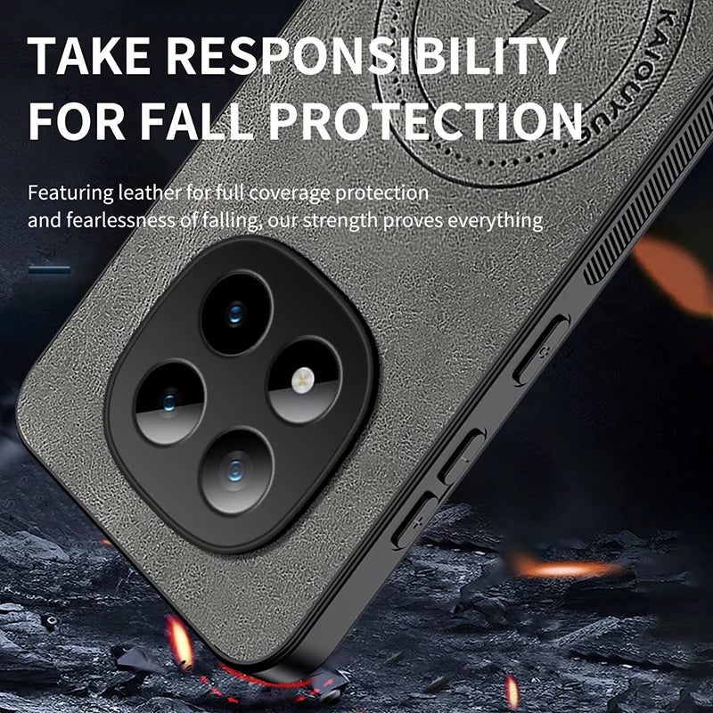 WANLONFENG For Xiaomi Redmi Note 15 Pro 4G (Global) Magnetic Case  SD Series PC TPU Phone Cover with 2Pcs Screen Film - Grey - 4