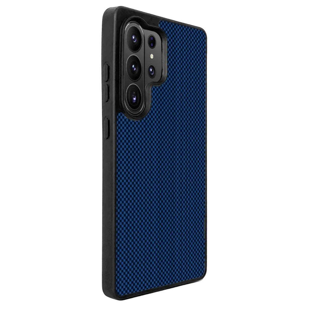 EYCASE Aramid Fiber Series For Samsung Galaxy S26 Ultra Magnetic Case UV Printed Black Edge TPU Acrylic Phone Cover - Dark Blue - 2
