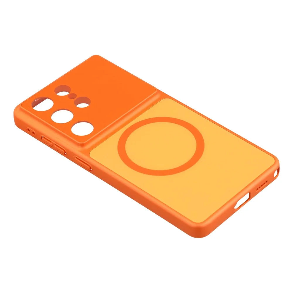 For Samsung Galaxy S25 Ultra Magnetic Case AG Matte Glass Shockproof Phone Cover - Orange - 4