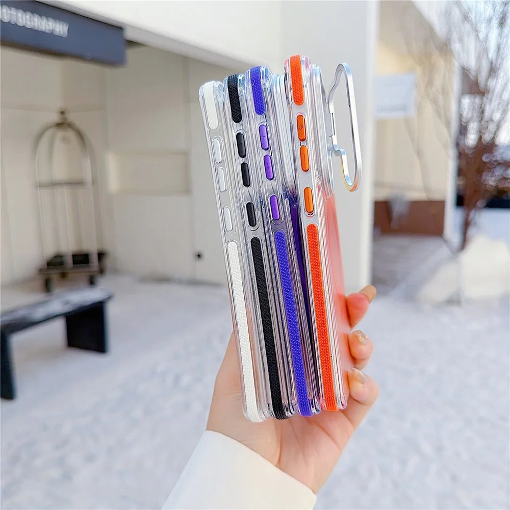 For Samsung Galaxy S26 Ultra Magnetic Case Fluorescent Design TPU Acrylic Phone Back Cover with Lens Frame Kickstand - Black - 6