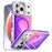 For iPhone 17 Pro Max Magnetic Case Fluorescent Design TPU Acrylic Phone Back Cover with Lens Frame Kickstand - Purple - 1