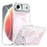 For iPhone Air Magnetic Case Fluorescent Design TPU Acrylic Phone Back Cover with Lens Frame Kickstand - White - 1