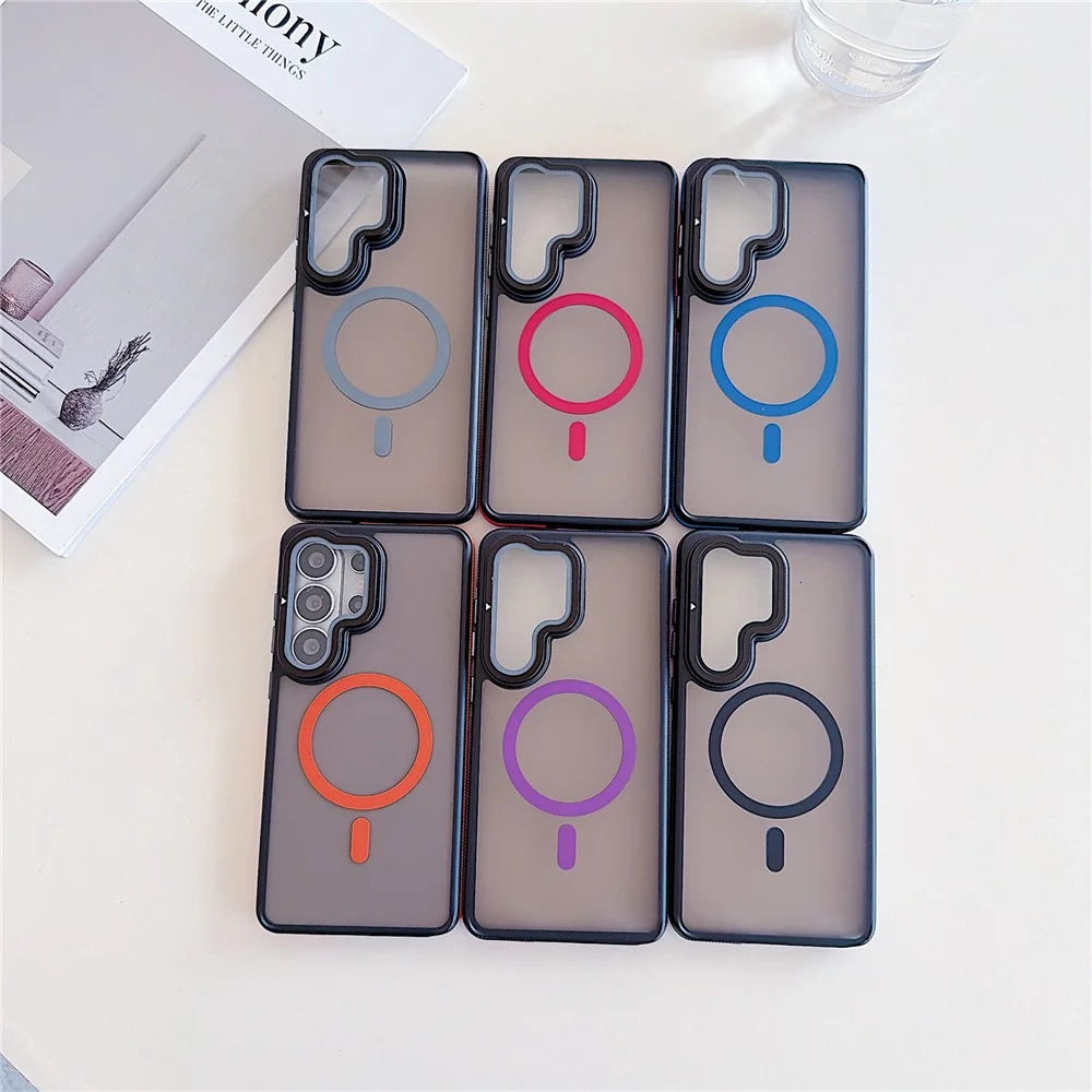 For Samsung Galaxy S26 Ultra Magnetic Case Skin-Touch TPU Acrylic Phone Back Cover with Lens Protector Kickstand - Black - 7