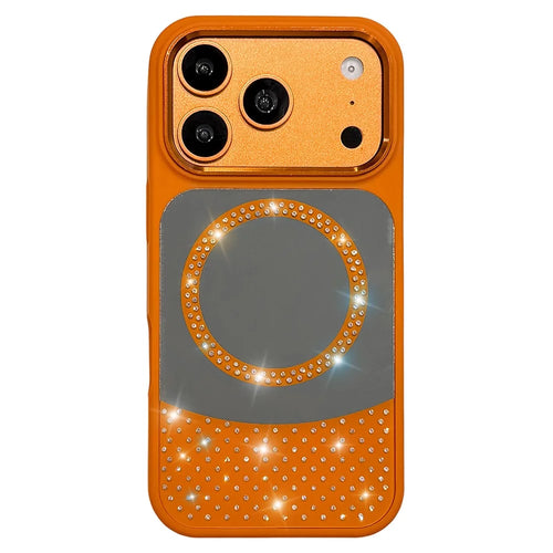 For iPhone 17 Pro Magnetic Case Mirror Surface TPU + PC Shockproof Phone Cover Compatible with MagSafe - Orange - 1
