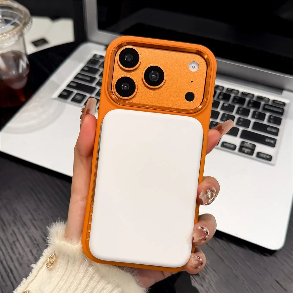 For iPhone 17 Pro Magnetic Case Mirror Surface TPU + PC Shockproof Phone Cover Compatible with MagSafe - Orange - 6